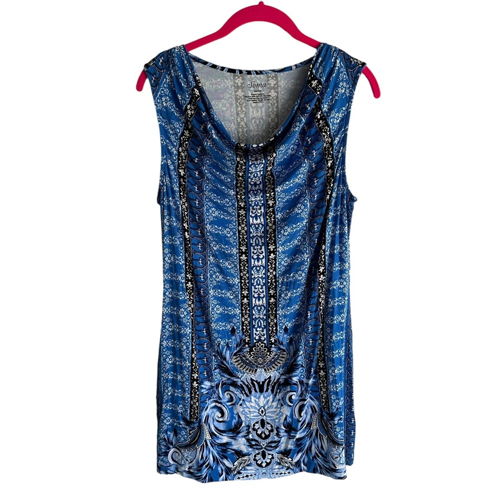 SOMA‎ Blue Ladies Sleeveless Cowlneck Tunic, M